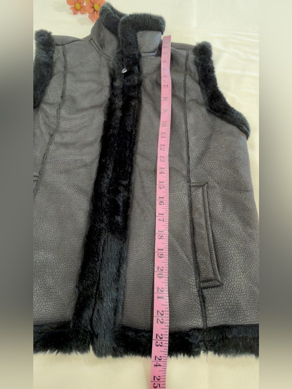 Jaclyn Smith Black Faux Shearling-Trim Vest - Picture 8 of 13